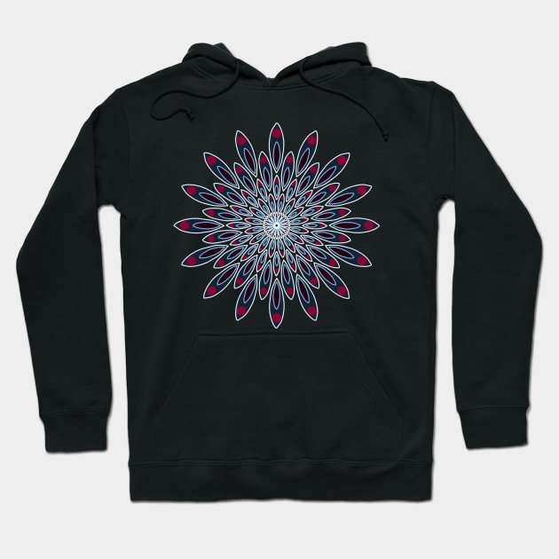 Red, White and Blue Peacock Mandala Hoodie by Hip Scarves and Bangles